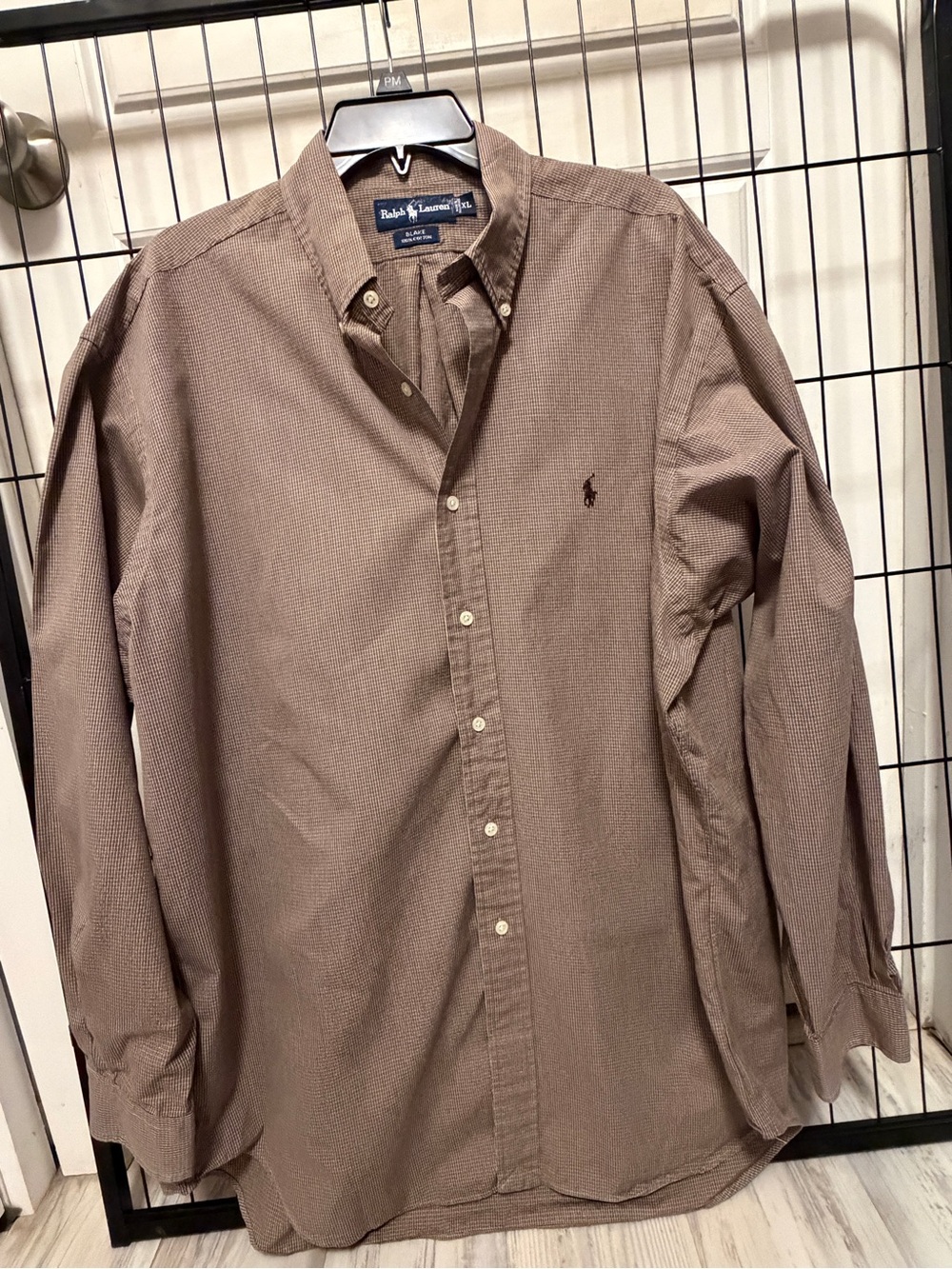 Ralph Lauren Men’s Button-Down Shirt in Taupe/Brown